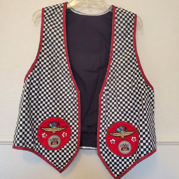Indianapolis Motor Speedway Vest Reversible One Size Checkered Black Embroidered - Picture 1 of 16